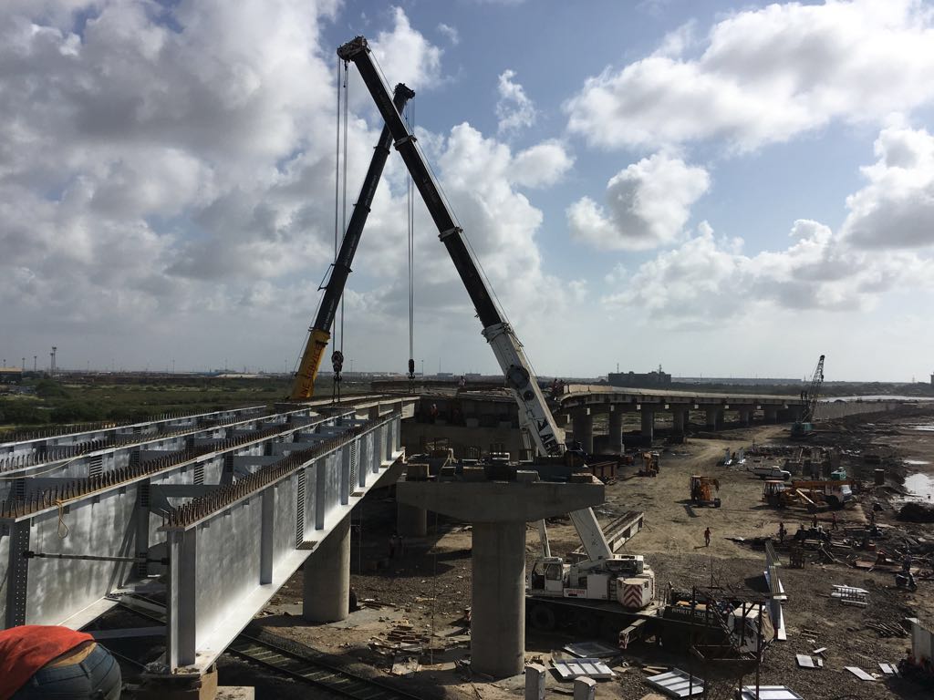 Railway over bridge construction